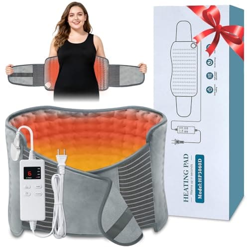 Heating Pad for Back Pain Relief, Extra-Large 12"x24"+26" Extendable Electric Heating Pad for Period Cramps with Belt, Auto Shut Off, Machine Washable, Portable Moist Heating Pad for Women & Men