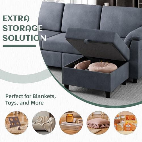 Vongrasig Convertible Sectional Sofa Couch, 3 Seat L Shaped Sofa with Removable Pillows Linen Fabric Small Couch Mid Century for Living Room, Apartment and Office DG 6