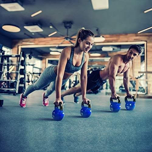 Yes4All Combo Vinyl Coated Kettlebell Weight Sets – Great for Full Body Workout and Strength Training – Vinyl Kettlebells 5 10 15 20 25 30 lbs, Blue, K2KY 6