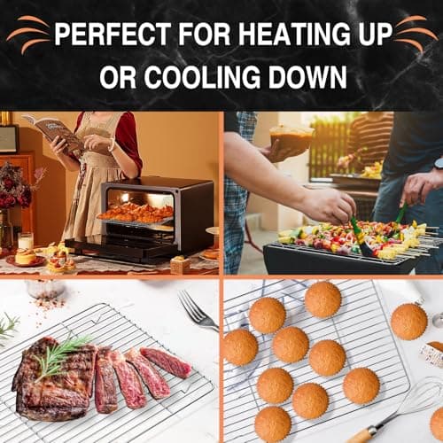 Cooling Rack and Baking Rack with Stainless Steel, 2 - Pack Heavy Duty Cooling Racks for Cooking and Baking, Rectangle Cookie Cooling Rack 16 x 12Inches, Oven & Dishwasher Safe 6
