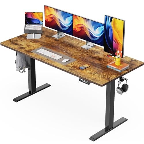 ErGear Electric Standing Desk, 55 x 28 inch Height Adjustable Sit Stand Up Desk, Computer Home Office Desk with 4 Memory Height Buttons, Two Pieces Desktop, Vintage Brown, EGESD112V