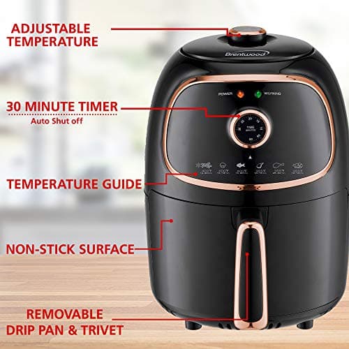 Brentwood AF-202BKC Small Electric Air Fryer, Timer & Temp. Control, 2-Liter, Black/Copper 7