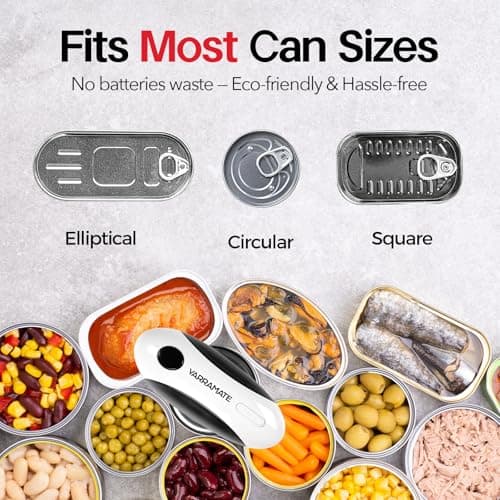 YARRAMATE Electric Can Opener, One Touch Rechargeable Automatic Can Openers for Kitchen Fits All Cans Sizes - Smooth Edge, Hands-Free for Seniors | With Storage Bag, Portable for Travel 8