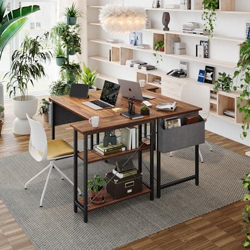CubiCubi L Shaped Desk, 40 Inch Computer Desk with Reversible Storage Shelves Home Office Corner Desk Study Writing Table, Deep Brown 9