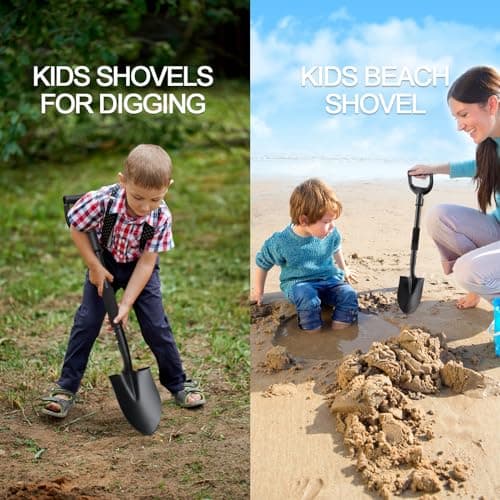 Shovel, Garden Shovel for Digging, 31 inch Small Shovels Heavy Duty Portable Mini Spade with Curved D-Handle for Gardening, Digging, Camping, Car, Kids Sand Beach Shovels 5
