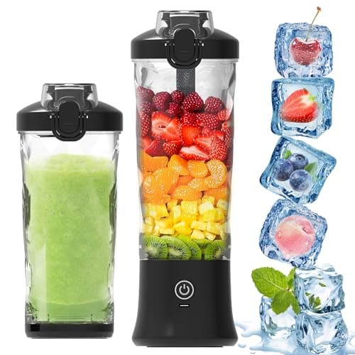 POSOSTO Portable Blender，270W Powerful Blender for Shakes and Smoothies，Personal Size Blender 6 Blades,20 Oz Mini Blender Cup with Travel Lid and USB Rechargeable for Office,Gym,Kitchen（Black）