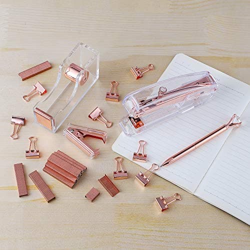 KIDMEN Office Tape Dispenser,Transparent Acrylic Tape Dispenser-Rose Gold 5