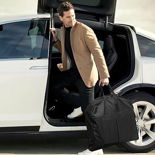 SLEEPING LAMB Heavy Duty Garment Bag for Travel, 43''Waterproof Suit Bag for Men Travel and Foldable Carry On Garment Bag for Hanging Clothes with Large Pocket in Business Trip, Black 7