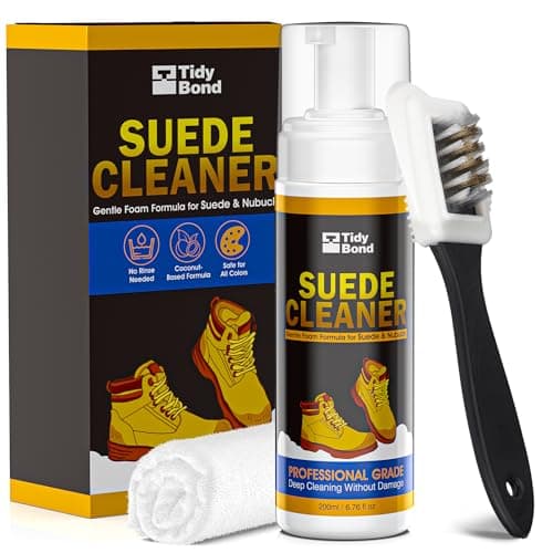 Tidybond Suede Cleaner Kit – Premium Shoe Cleaner for Suede, Nubuck & Leather Shoes, Boots, Bags & Furniture – Safe, Non-Toxic Formula with Brush & Towel – Removes Stains, Salt & Dirt – 200ml