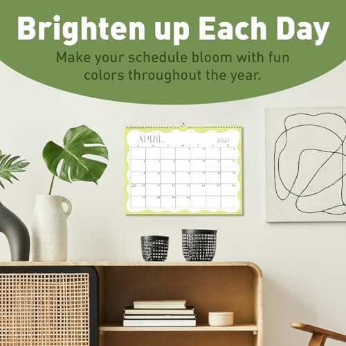 S&O Modern Wavy Wall Calendar from January 2025-June 2026 - Tear-Off Monthly Calendar - 18 Month Academic Wall Planner - Hanging Organizer to Track Anniversaries & Appointments - 13.5"x10.5”in 5