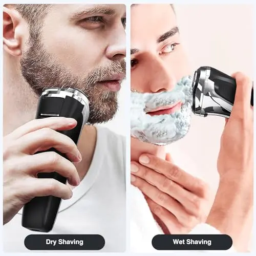 YIRISO Electric Razor for Men, 90Min Long-Lasting Shaver with 4D Floating Head & LCD Display, Ultra Smooth for Sensitive Skin, IPX6 Waterproof, USB-C Fast Charge, with Travel Case - Ideal Gift 6