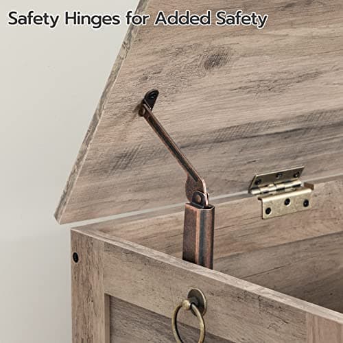 HOOBRO Toy Box, Retro Wooden Look Storage Chest with Safety Hinge, Entryway Storage Bench Supports 220 lb, 39.4 x 15.7 x 18.9 Inches Toy Chest Organizer, Easy Assembly (Greige) BG100CW01 6