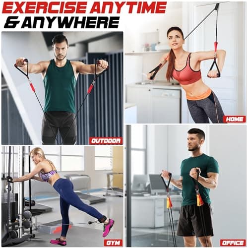 Resistance Bands with Handles, 175lb Exercise Bands for Working Out, Fitness Bands, Workout Bands with Door Anchor and Ankle Straps, Physical Therapy, Yoga, Strength Training Home Gym Equipment 5