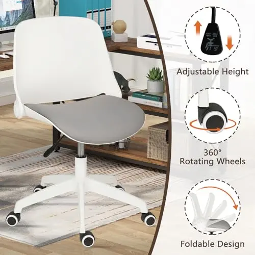 CLATINA Office Foldable Desk Chair with Wheels Adjustable Swivel Rolling Task Chair for Home Offiice Computer 1 Pack 7
