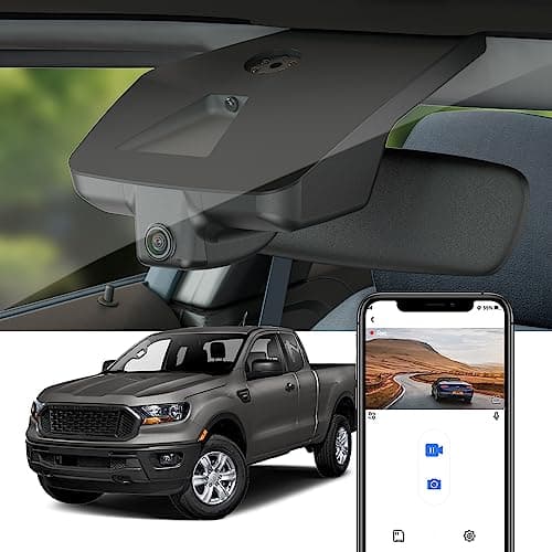 Fitcamx 4K Dash Cam Suitable for Ford Ranger 2019-2023 XL XLT Lariat (Has Rain Sensor), OEM Factory Look, UHD 2160P Video, Built-in WiFi & APP, Loop Recording, G-Sensor, Easy to Install, 64GB Card