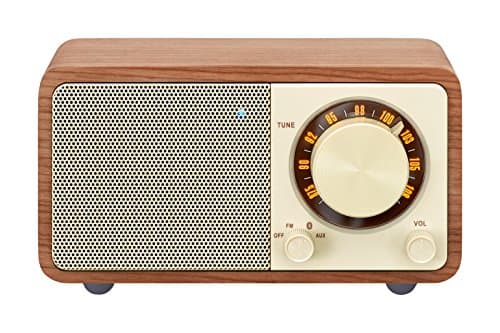 Sangean WR-7WL Wood Cabinet Mini Bluetooth Speaker with FM Tuner and Aux-in Walnut/Wood