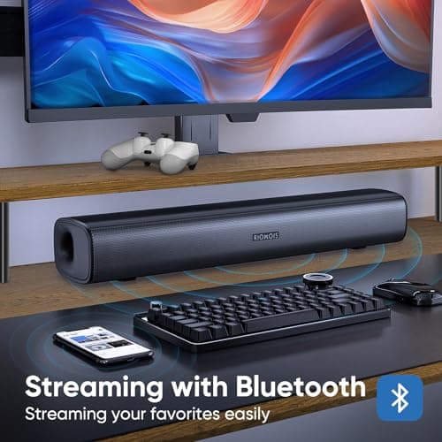 RIOWOIS Sound Bar for Smart TV, Soundbar for TV with Bass Reflector and Easy Set up, Home Audio Surround Sound System for TV PC Projector, Wall Mountable 5
