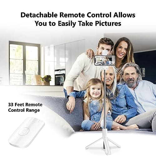 Selfie Stick Tripod, 40 in Retractable Tripod for iPhone with Wireless Remote Control & Light, Portable Phone tripods for Photograph, Live Streaming, Video Recording, Compatible with All Cellphones 4
