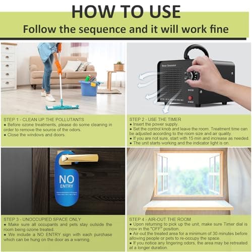 Medvoe 0zone Generator 30000mg - O3 Air Purifier for Home & Car, Ozone Machine Odor Removal for Smoke & Pet (Black) 6