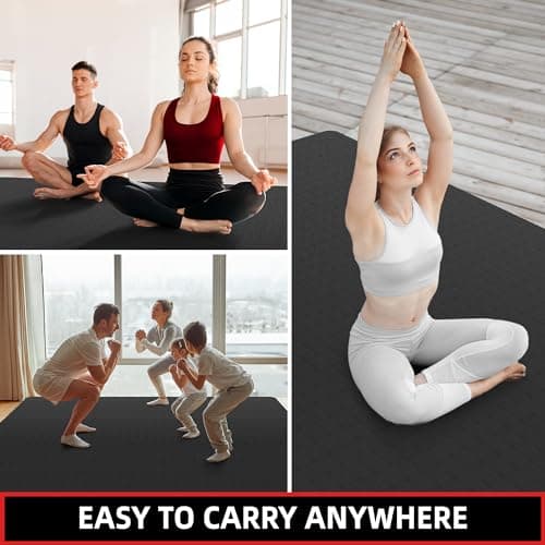 GymCope Extra Large Yoga Mat – 72"x48" or 78"x57", Non-Slip TPE Exercise Mat for Women & Men, Available in 1/4" to 1/2" Thickness, for Home Gym, Yoga, Pilates & Barefoot Workouts, with Towel, Straps & Carry Bag 9