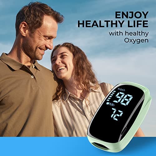 Finger Pulse Oximeter, Fingertip Blood Oxygen Saturation with Pulse Monitor Rechargeable, Accurate Spo2 Reading for Home, Outdoor Sports，Green 7