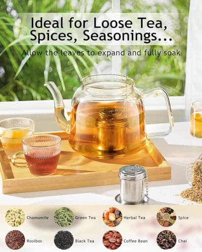 House Again 2 Pack Tea Infuser, Extra Fine Mesh Tea Infusers for Loose Tea, 18/8 Stainless Steel Tea Strainer with Extended Chain Hook, Tea Steeper for Brew Tea, Spices & Seasonings 6