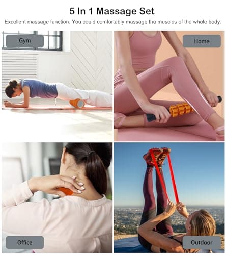 5 in1 Foam Roller Set, Trigger Point Foam Roller, Massage Roller Stick, Massage Ball, Resistance Band for Deep Muscle Massage Pilates Yoga,Fitness Exercise for Whole Body (Orange) 7