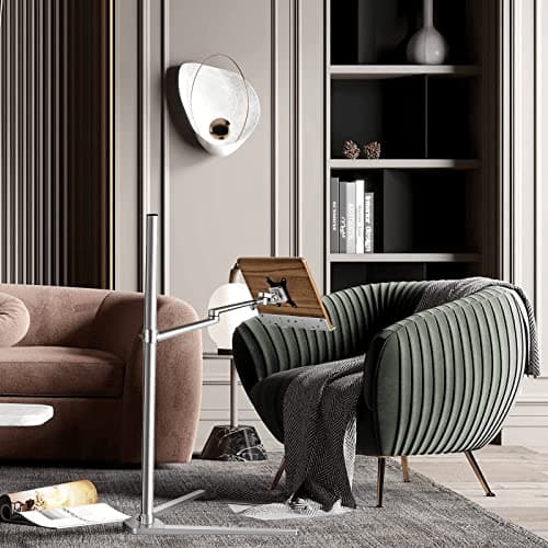 Shikha Book Stand for Reading, Hands-Free Holder for Laptop Phone Tablet with Wooden Pad, Rotated and Liftted Metal Support, 2 Spring Clips. 7