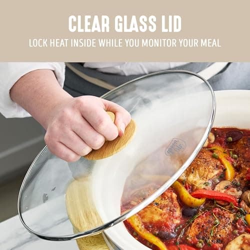 GreenLife 6QT Slow Cooker, Non-Toxic PFAS-Free Ceramic Nonstick Removable Interior Bowl, Programmable, Family Friendly, Keep Warm, Stovetop & Oven Safe, Dishwasher Safe Crock, Timer, Glass Lid, Cream 10