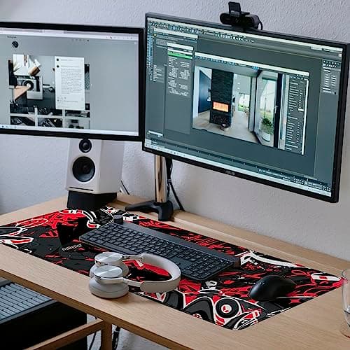 Viorichve XXL Mouse Pad Extended Gaming Mouse Pad Large Desk Mat 31.06" x 11.8" Keyboard Laptop Computer Red Mousepad for Home Office Gaming Work 7