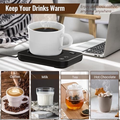 Mug Warmer, Coffee Mug Warmer with 3-Temp Settings, Auto Shut-Off Coffee Warmer, Anti-Scalding Waterproof Mug Warmer for Desk, Coffee Cup Warmer Display Status, Coffee Warmer for Desk for Coffee Milk 5