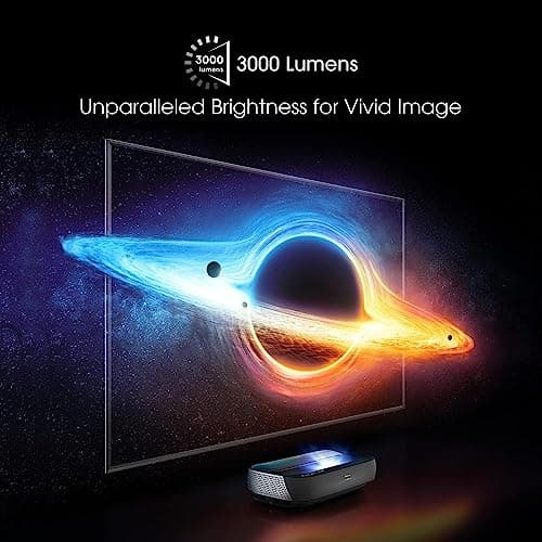 Hisense 100L9G 4K UHD Tri-Laser Ultra Short Throw Projector - 3000 Lumens Android TV HDR10 Dolby Atmos 40W Audio, Built-in Alexa & Google Assistant, Laser TV for Home Theater - Projector Only 5
