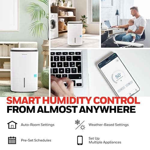 Honeywell 1000 Sq. Ft. Energy Star Smart Dehumidifier for Home Basements & Large Rooms, with WiFi, Alexa Voice Control and Anti-Spill Design - TP30AWKNR 5