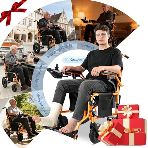 YF001 Zygenair Electric Wheelchair 330Lbs Capacity Foldable Electric Wheelchairs for Adults with 12Ah Lithium Battery, 15 Miles Range Power Wheelchair, Motorized Wheelchair 500W Motors(Orange) 9