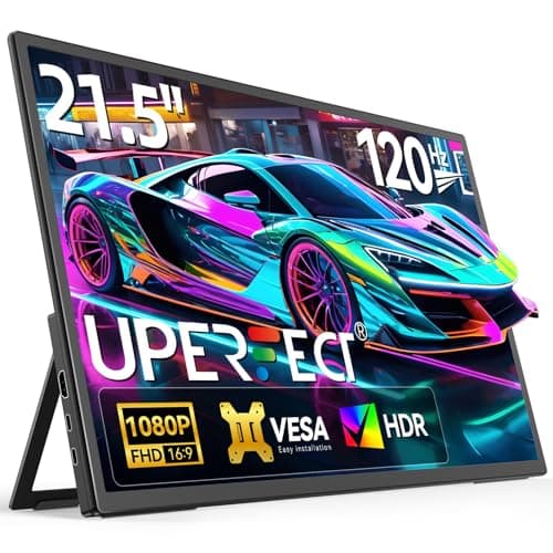 UPERFECT 21.5” 120HZ Portable Monitor w/Stand & VESA, Large Portable Gaming Monitor with HDMI Type C, External Dispaly for Laptops, Steamdeck, MacBook, Phones, Mini PC