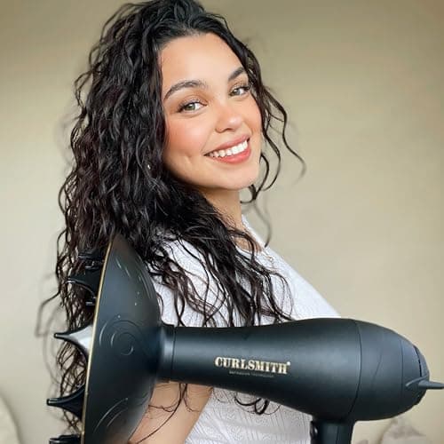 Curlsmith Defrizzion Hair Dryer - for Curly Hair w/Extra Large 8" Diffuser for Fast Drying, 2 Speeds, 3 Heat Settings, Sustained Cool Setting with Minimal Heat Impact 8