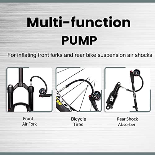 Hycline Shock Pump for Mountain Bike, High Pressure 300 Psi for Front Fork and Rear Bicycle Suspension Air Pump with Gauge Fits Schrader & Presta Tire Valve-Titanium 7