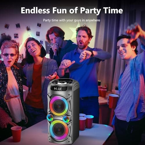 Portable Bluetooth Speaker 100W Big Powerful Wireless Boombox TWS Pairing Loud Stereo Sound Deep Bass Large Party Speakers with Subwoofer LED Lights for Outdoor Home Camping 7