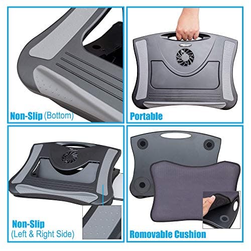 MAX SMART Laptop Lap Pad Laptop Stand with Attached Mouse Pad, Cushion and USB Cooling Fan, Non-Slip Heat Shield Tablet Computer Stand for Sturdy Work Station for Home, Office, Bed Sofa, Couch and Car 5