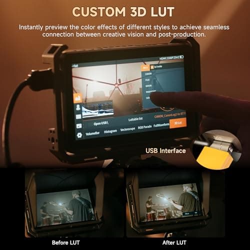 VILTROX DC-X3 2000 Nits SDI Camera Field Monitor, 4K HDMI 6 inch Touchscreen On Camera Monitor, 3D Lut 1920X1080 HD Focus Peaking Assist Full Waveform Video Field Monitor with Battery Sunshade Hood 6