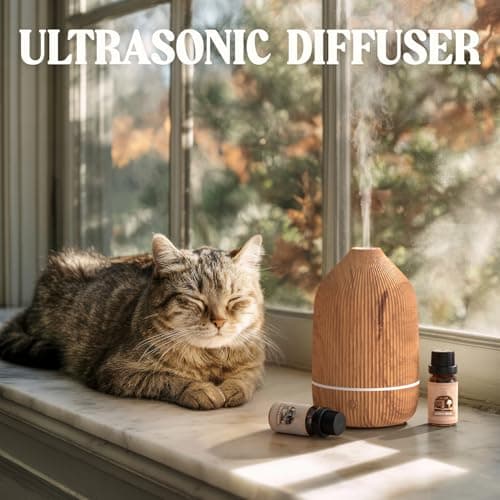 Essential Oil Diffuser, 100ml Aromatherapy Diffuser, Mini Ultrasonic Diffuser for Essential Oil, Home, Office, Cool Mist Humidifier with 7 Led Light, Auto Shut-Off, Wood Grain 7