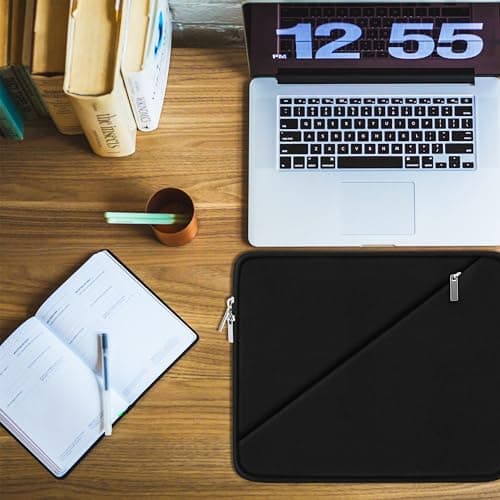 Laptop Sleeve Case 15.6 inch, Traveling Carrying Computer Sleeve Bag with Zippered Pocket, Shockproof Protective Laptop Cover Compatible for Apple Notebook, HP, Dell, Acer, Asus, Lenovo, Black 6