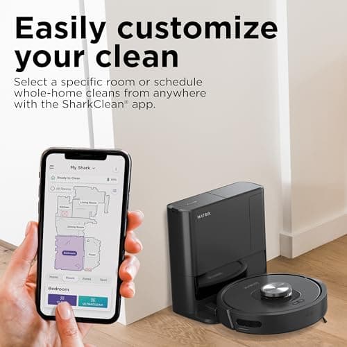 Shark RV2310AE Matrix Self-Emptying Robot Vacuum with Bagless, 45-Day Capacity, Self-Cleaning Brushroll for Pet Hair, No Spots Missed on Carpets & Hard Floors, Precision Home Mapping, Wi-Fi, Black 9