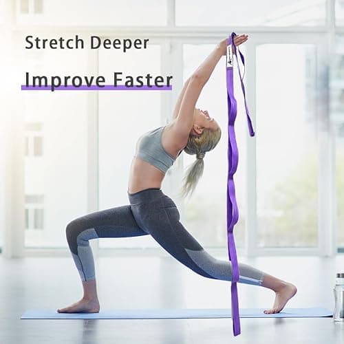 Stretching Strap Yoga Strap with Loops, Stretch Straps for Physical Therapy, Non-Elastic Exercise Strap for Pilates, Dance and Gymnastics with Workout Guide (Purple) 6