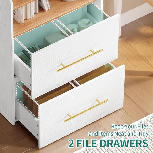 YITAHOME 2 Drawer File Cabinet with Charging Station Printer Stand with Open Storage Shelf Vertical File Cabinets for Home Office Bedroom, Living Room 5