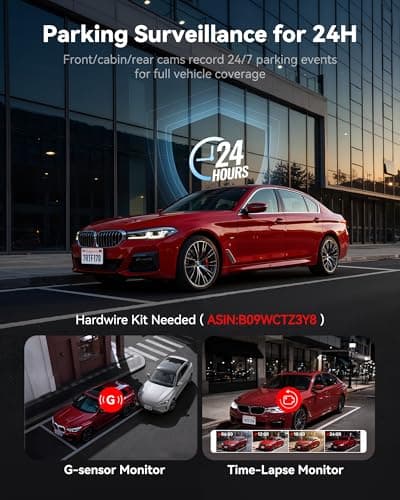 REDTIGER F17 4K 3 Channel Dash Cam, STARVIS 2 IMX675 HDR, 2160P+1080P+1080P Front Inside and Rear Triple Car Camera with 64GB Card, 5.8GHz WiFi GPS, IR Night Vision, G Sensor, WDR, Parking Mode 7