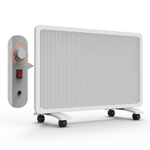 Hauxionex Mica Panel Space Heater, 1500W Quiet Electric Room Heater for Indoor Use, Fast 10-Second Heating, Adjustable Thermostat, Freestanding or Wall Mount, Overheat & Tip Protection, White