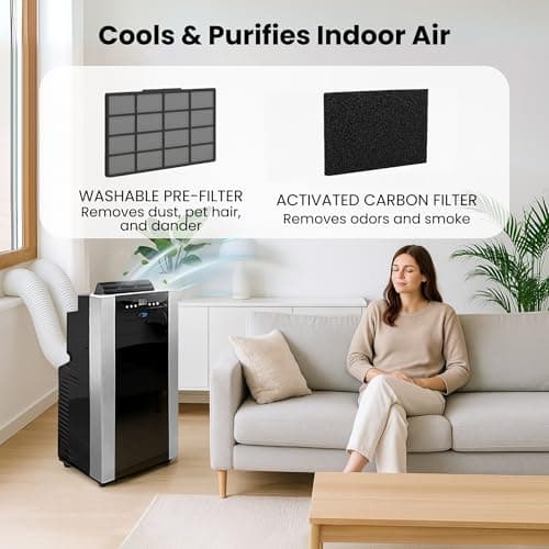 Whynter Portable Air Conditioner 14,000 BTU with Dual Hose Dehumidifier & Cooling Fan for 500 Sq Ft Rooms, Includes AC Unit Window Kit, ARC-14S (9,500 SACC) 5
