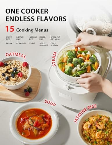 TOSHIBA OriginTaste Rice Cooker 5.5-Cup Uncooked, Fuzzy Logic, 15-in-1 Functions, Digital Display, Delay Timer, Keep Warm, Nonstick Inner Pot, White 5