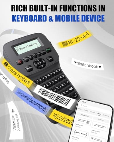EazeID Label Maker Machine with-Tape, Industrial Handheld Label Maker Waterproof-Labels, Rechargeable Heat Shrink Label Maker, Bluetooth Wire Cable Labeling Machine for Home Office Warehouse, LM1600 7